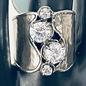 NWT Gorgeous Sz 8 Made in Israel .925 Sterling Silver Thick Multi Stones Ring